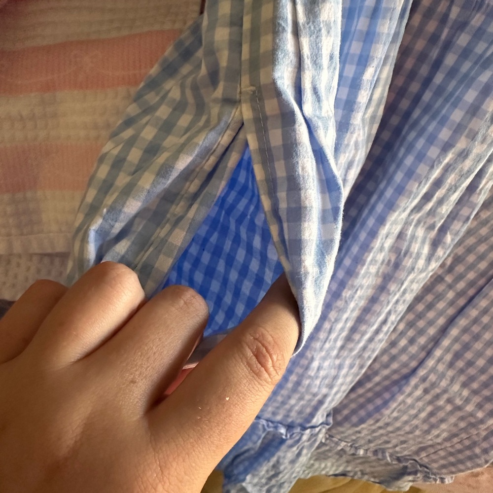Crown & Ivy Gingham Blue & White Ruffle Dress - Picture 9 of 10